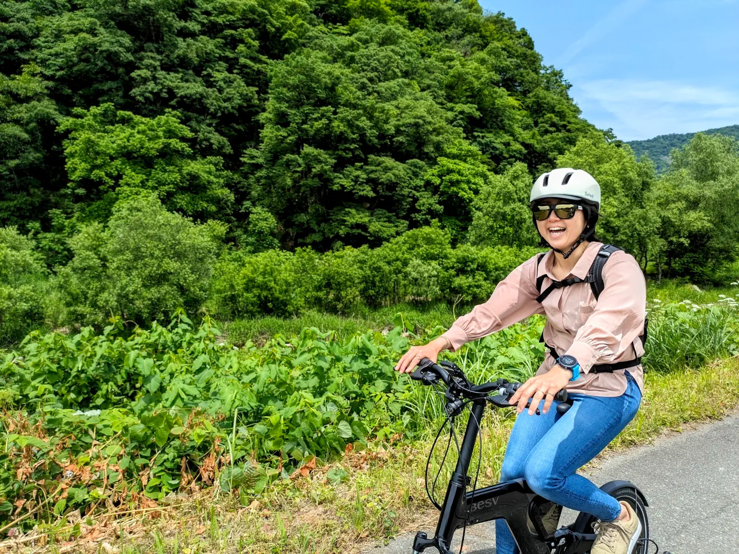 湯沢の稲田を巡るガイド付き電動自転車ツアー